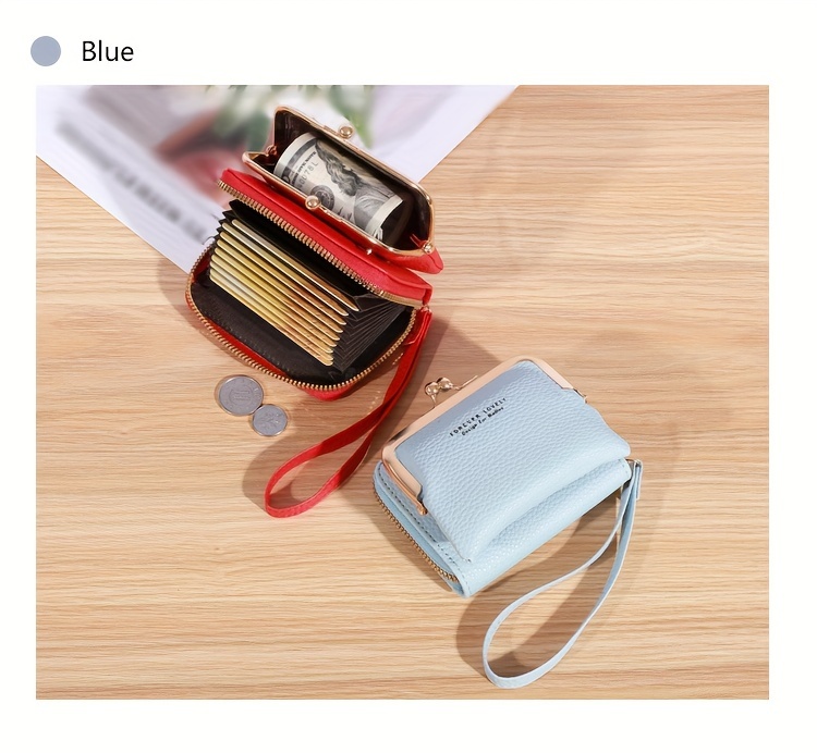 Women's Classic Fashion Short Large Capacity Standard Triple Fold Wallet  Multi-Function card Clip Coin Wallet