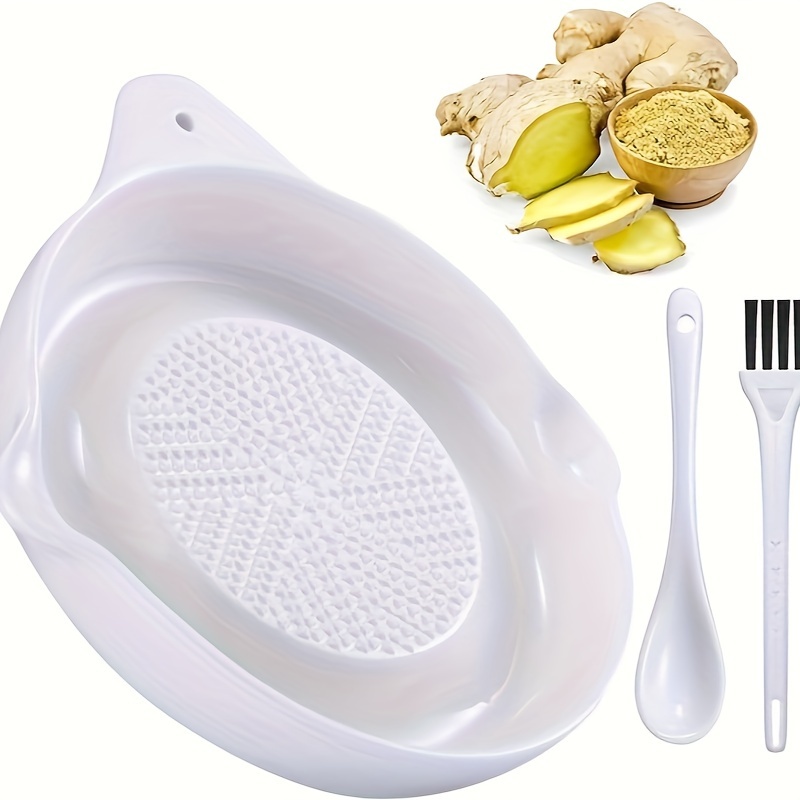 Ceramic Grater Plate Set, With Porcelain Spoon And Brush, For