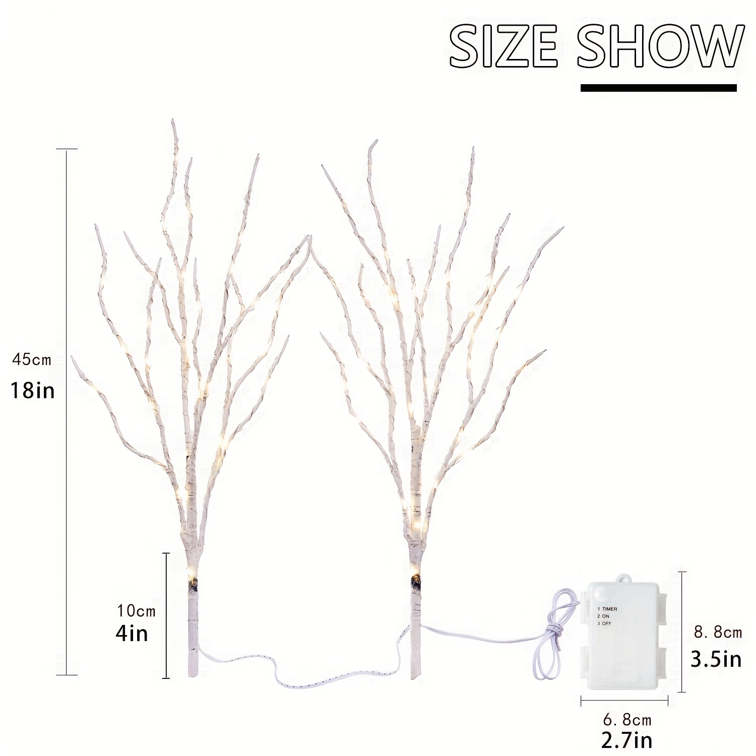 Lighted Birch Branches 70 White Willow Led With Timer - Temu