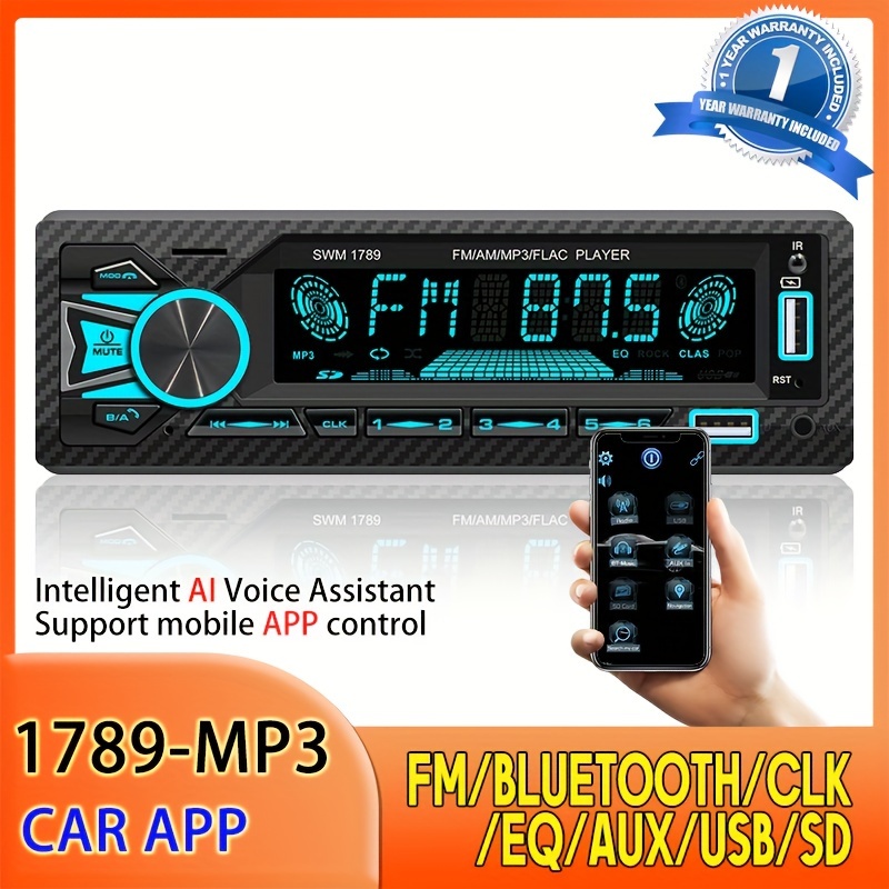 1Din Car Stereo Bluetooth Audio MP3 Player Car Radio Support USB/TF/AUX  SWM-1789