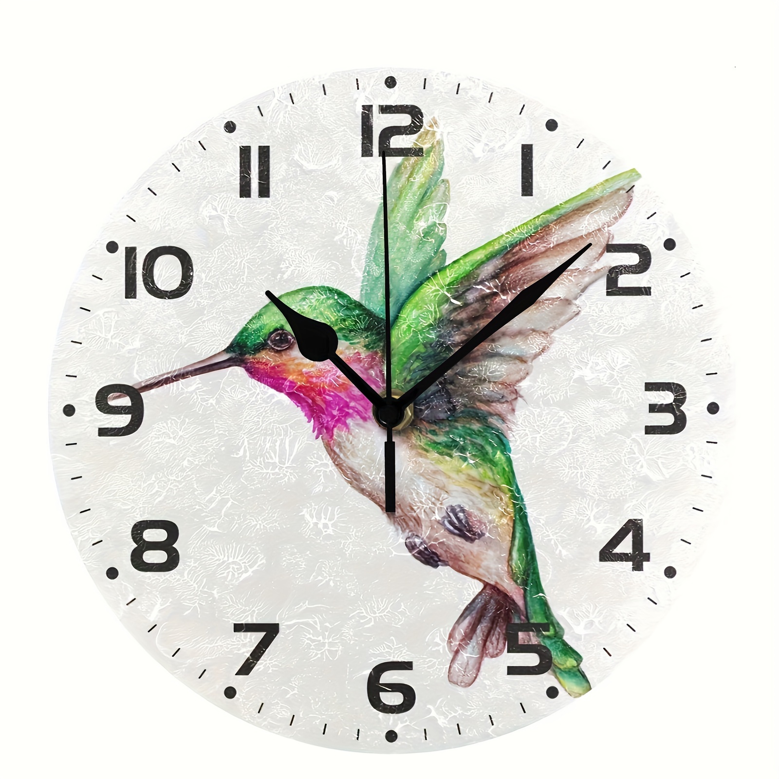 Watercolor Flying Hummingbird Bird Round Wall Clock Oil - Temu