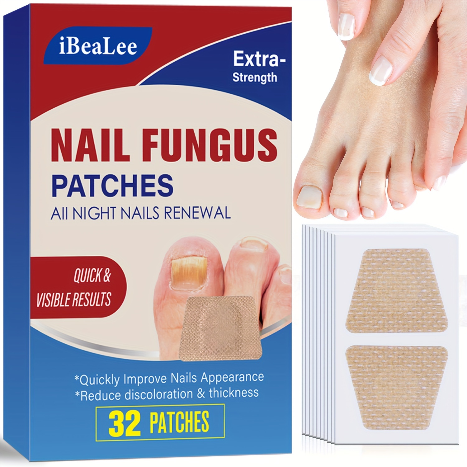 32 Patches Nail Fungus Patches, Reduce Discoloration And Thickness ...