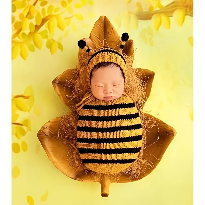 Conjunto de ropa de abeja recién nacida, disfraz de Halloween para bebé,  gorro de abeja pequeña para bebé, conjunto de disfraz de forma de animal de  H