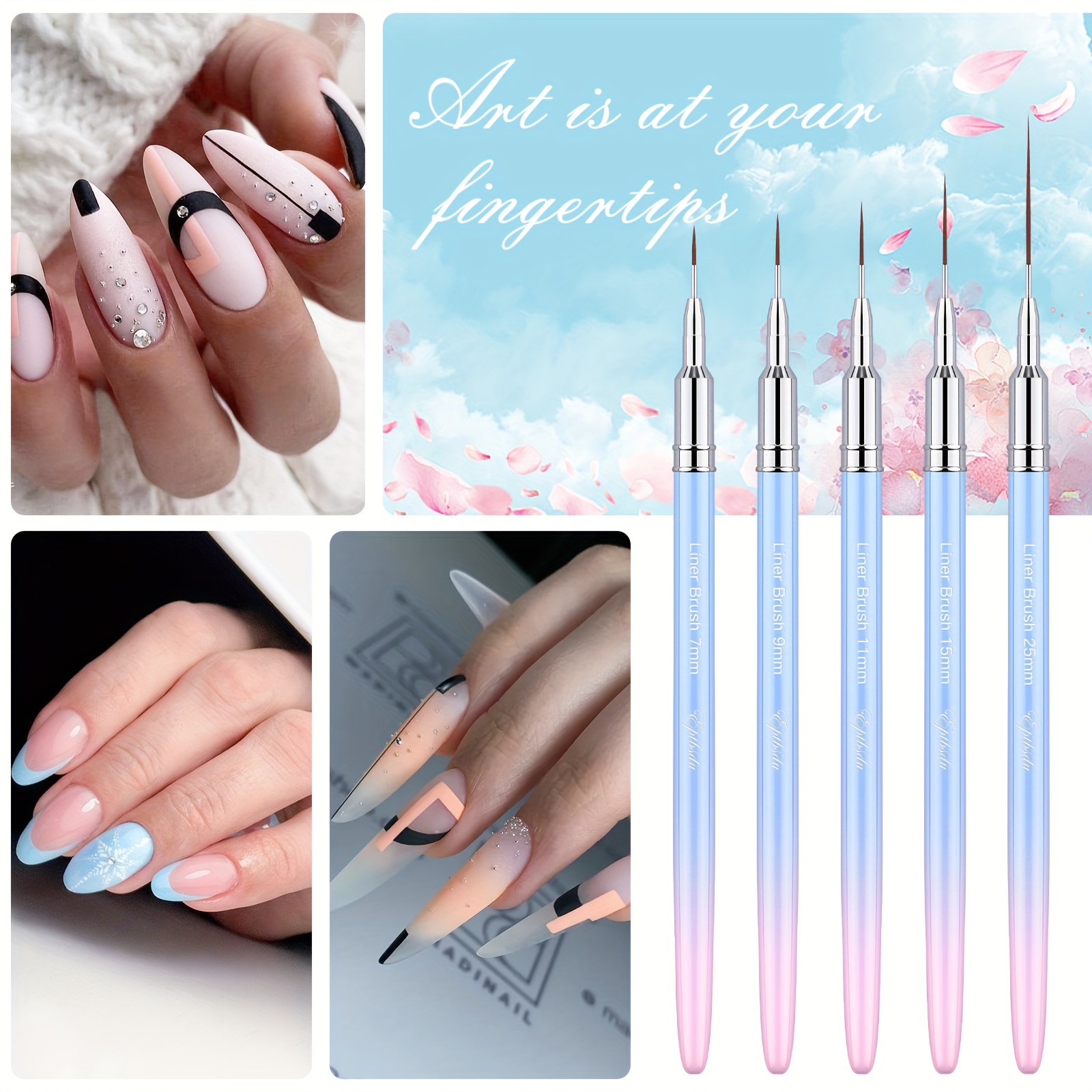 Nail Art Liner Brushes Nail Art Brush For Long Lines Liner - Temu