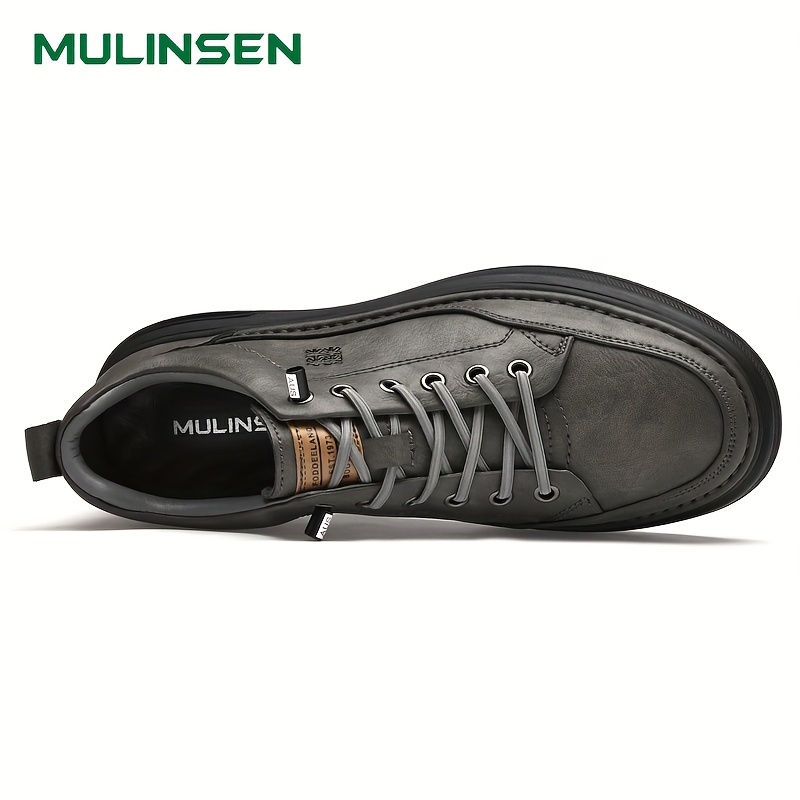 Men's Solid Color High Top Lace-up Flat Sneakers, Casual Outdoor Rubber  Sole Anti-skid Walking Shoes - Temu United Arab Emirates