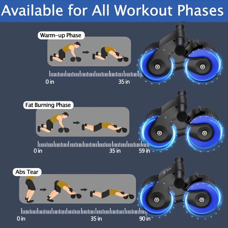 Rodillo para abdominales - Rueda ejercicios rebote para abdominales |  Equipo del ejercicio del rodillo del Ab dos ruedas para el entrenamiento la  base