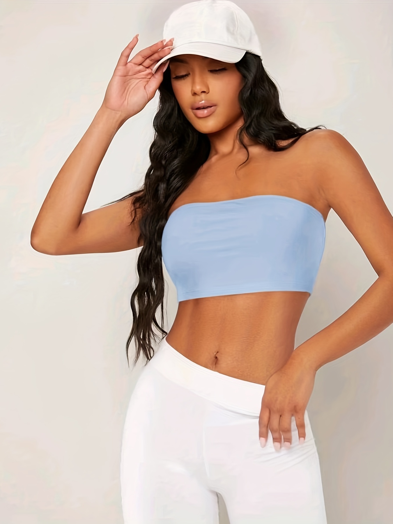 Women Solid Color Clothes Set Sleeveless Boob Tube Tops Summer