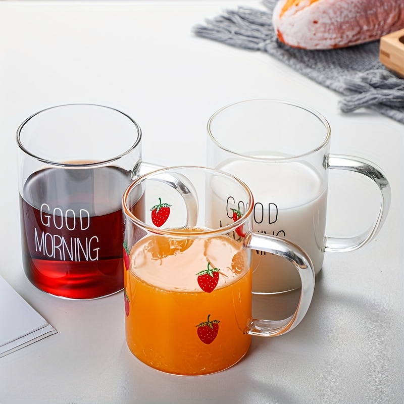 Good Morning Glass Coffee Mug, Clear Water Cup, Breakfast Coffee Cups,  Drinking Cups, Summer Winter Drinkware - Temu