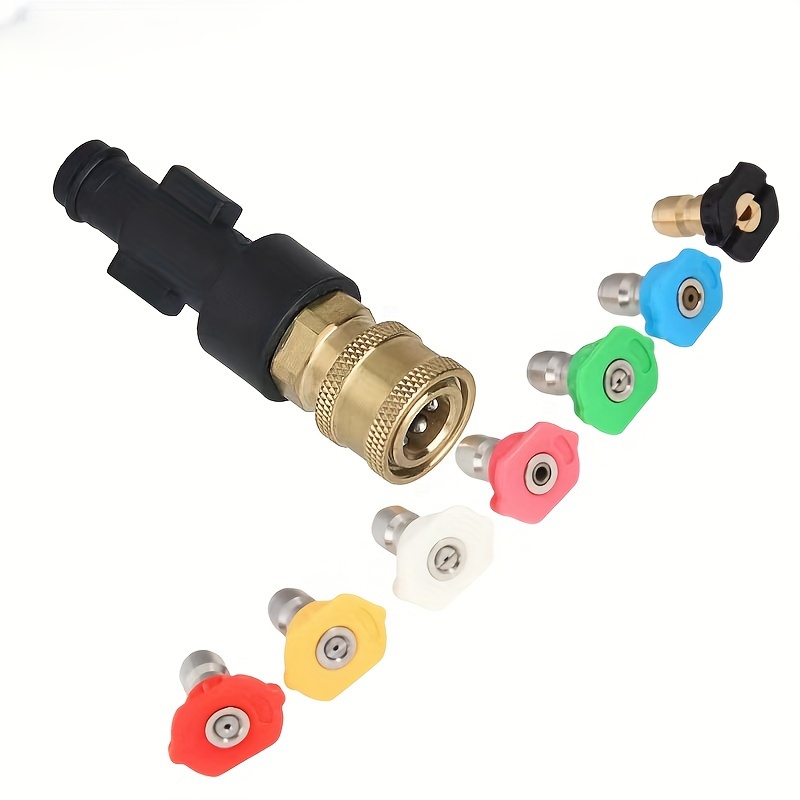 

1pc High Pressure Washing Machine, Washing Car Water Gun Foam Pa Pot 1/4" Quick Connector Accessories With 5/7 Nozzles