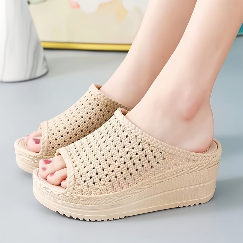 Dropship Summer New Women Sandals Fashion Ladies Solid Color Peep Toe Hook  Loop Wedge Flower Shoes Outdoor Casual Comfy Female Footwear to Sell Online  at a Lower Price