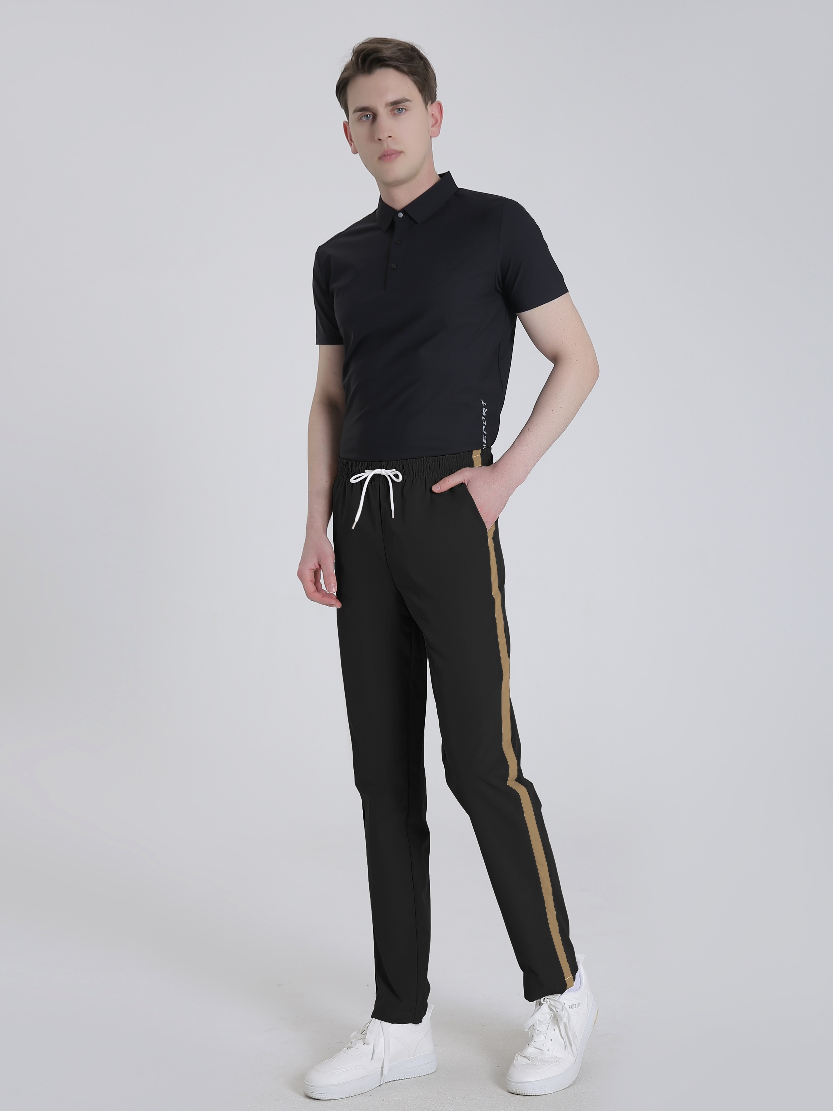 Men Dress Pants Slim Fit Streetwear Striped Workout Ankle Pants