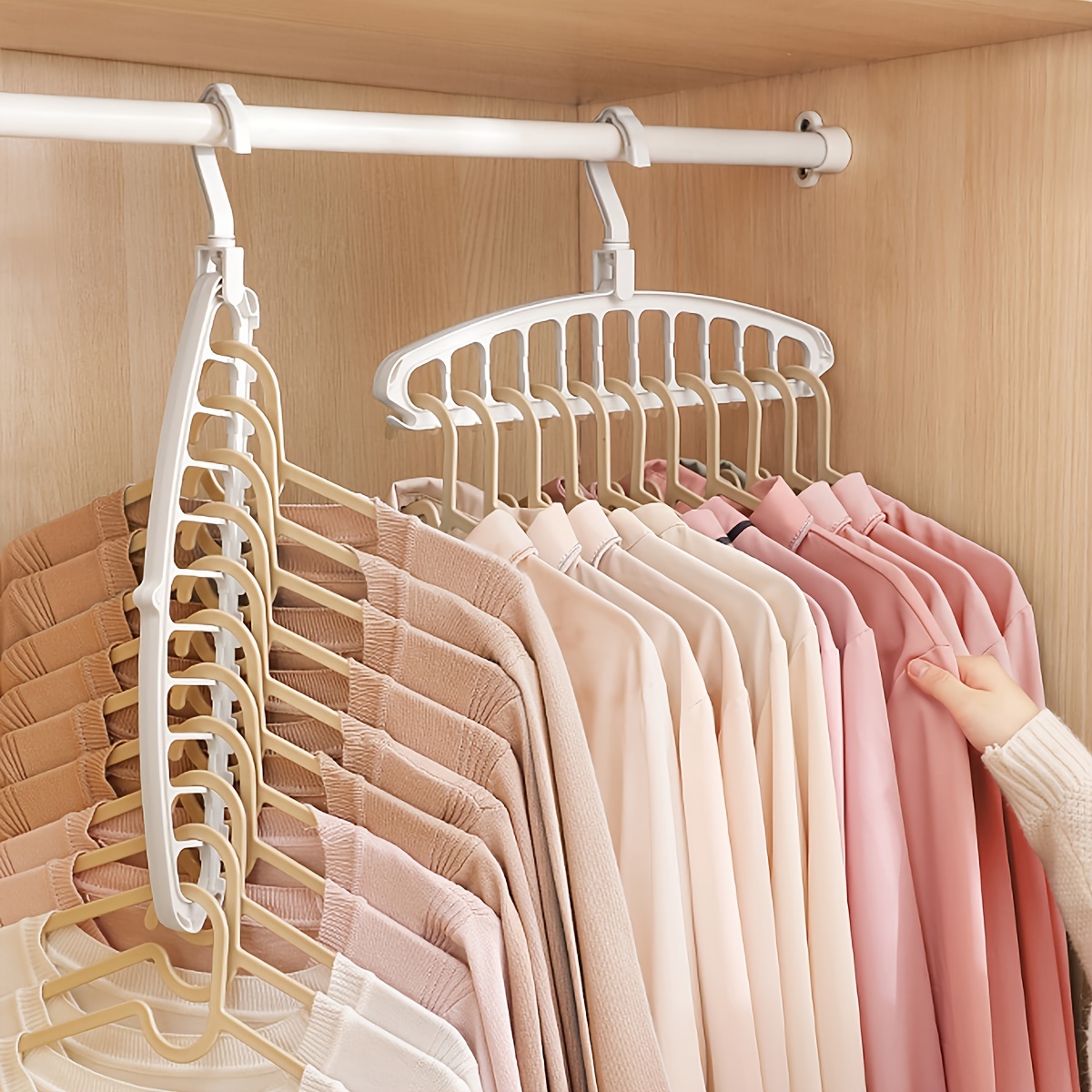 

1pc Space-saving Multi-functional Hangers, Plastic Closet Organizer Clothes Hangers, Portable & Foldable Hanger, For Wardrobe Storage, Travel Essentials