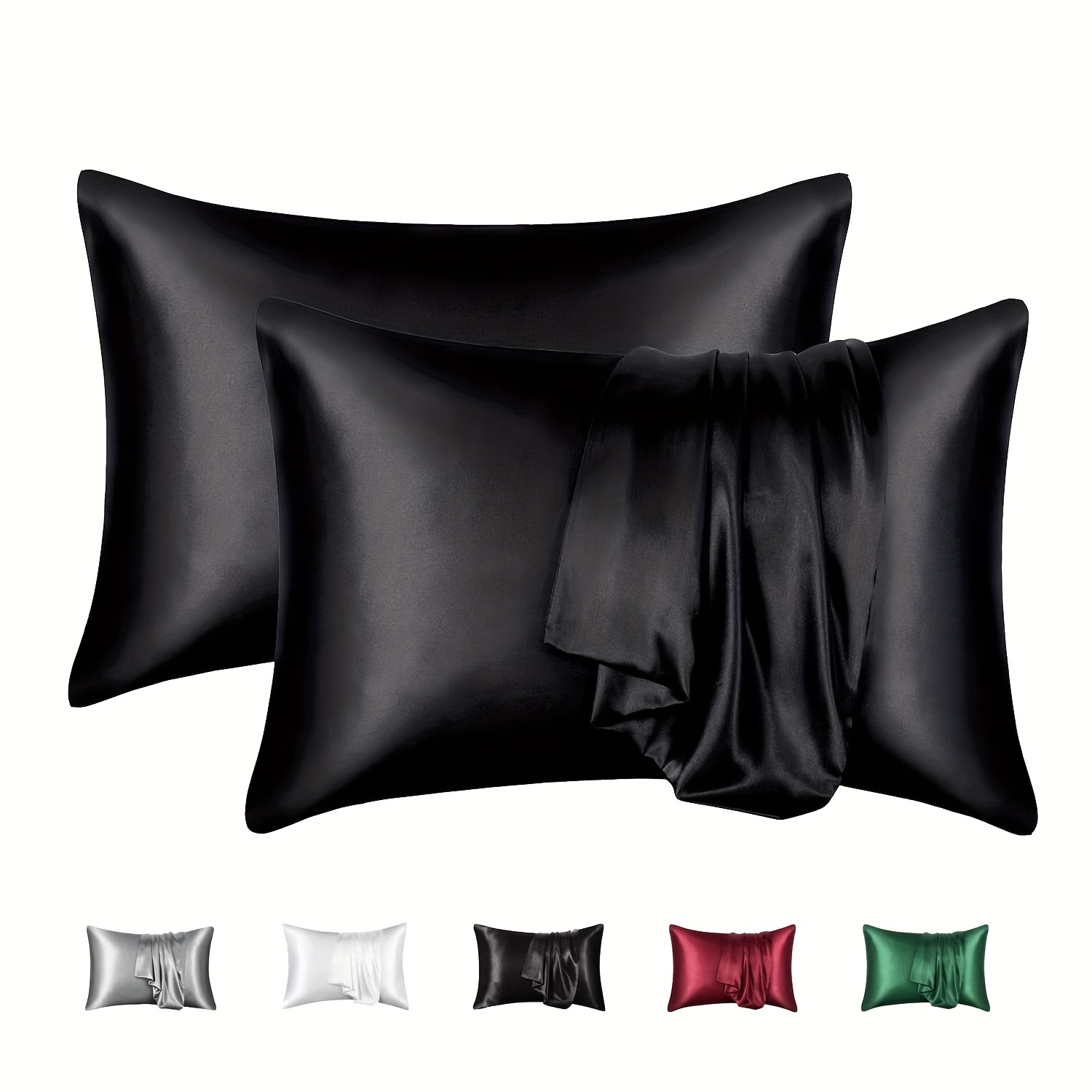 

2pcs Soft Satin Pillowcase - Envelope Pillowcase For Bed, Sofa, And Couch - No Pillow Insert Needed