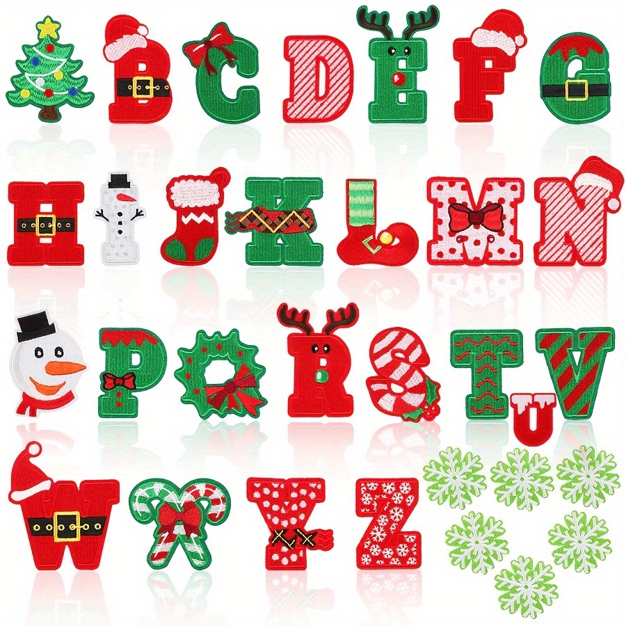 26/32pcs Christmas Letter Embroidery Patch, Fits Any Clothes, T-shirts,  Pants, Jackets, Sweatshirts, Party Accessories, Christmas Gifts