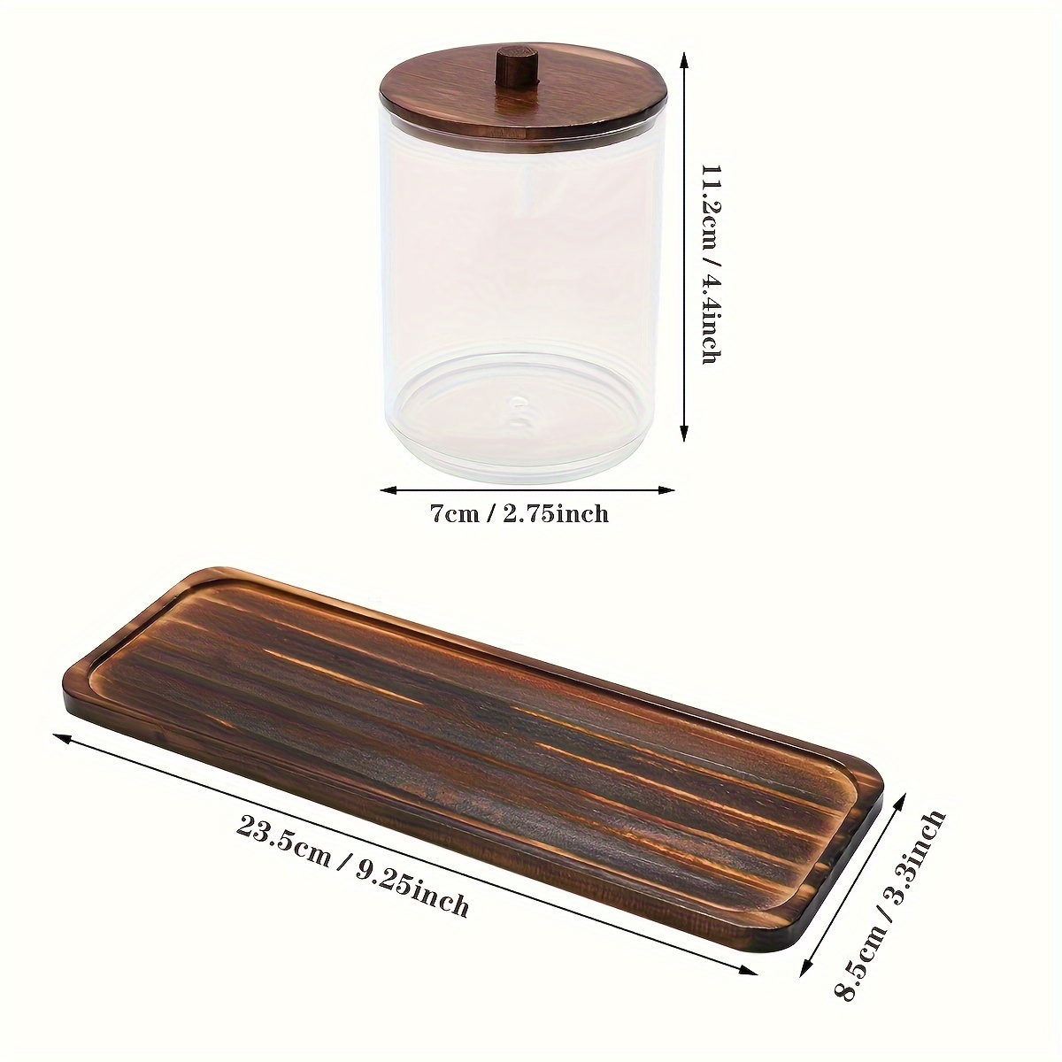 3pcs Cotton Swab Holder Dispenser With 1pc Tray, Retro 10 Oz Bathroom  Organizers And Storage Containers, Clear Plastic Apothecary Jars With Wood  Lids