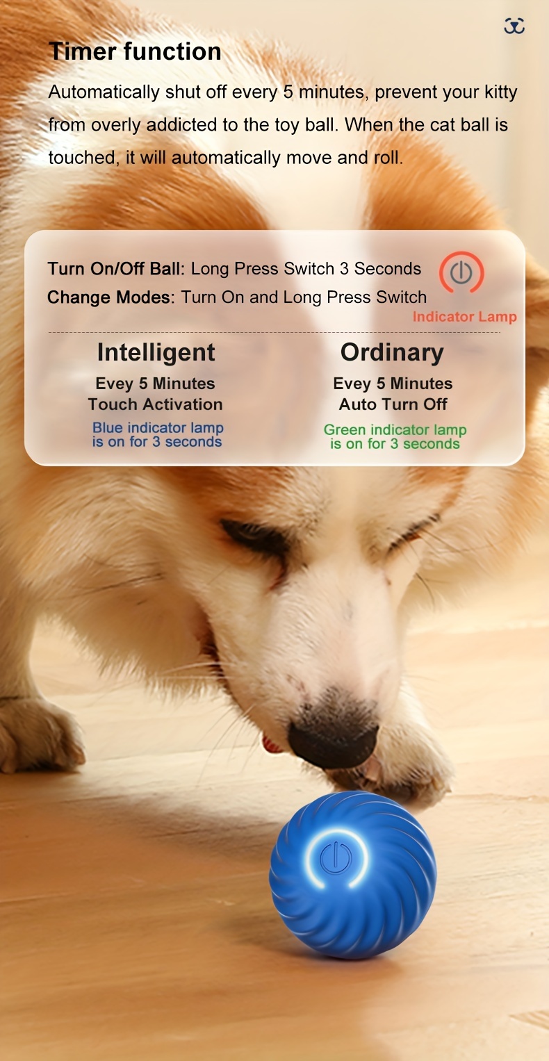 Dog Smart Bouncing Ball, Automatic Rolling Ball Dog/cat Toy, Perfect For  Interactive Fun! - Temu