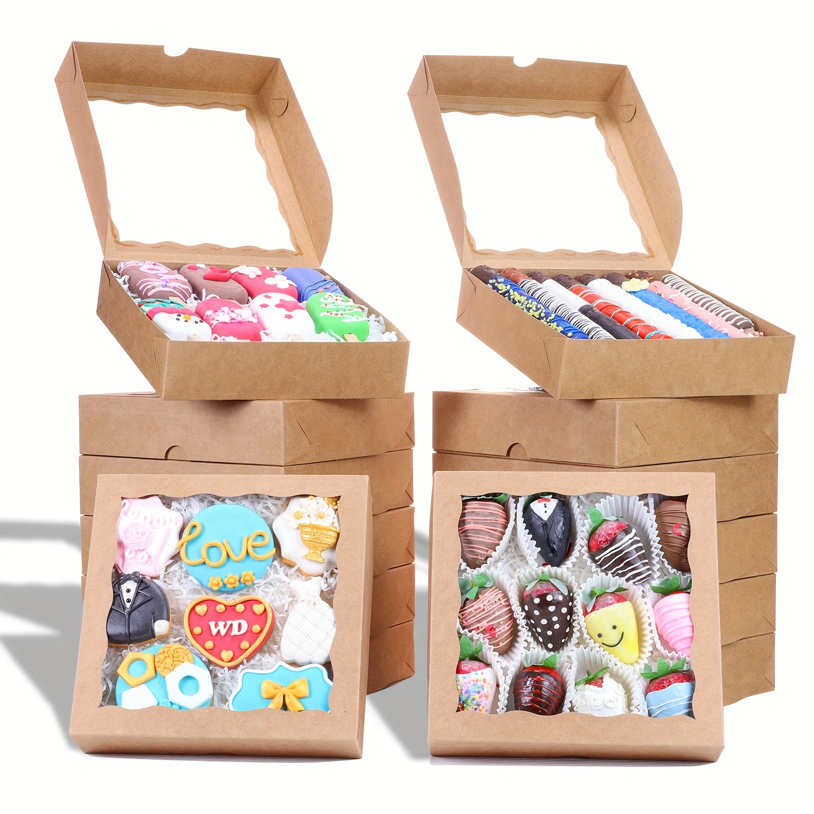 20pcs, Bakery Boxes Cookies Boxes (8''x 5''x2), Chocolate Covered  Strawberries Boxes With Window Cakesickle Boxes Chocolate Truffle Boxes  Pretzel B