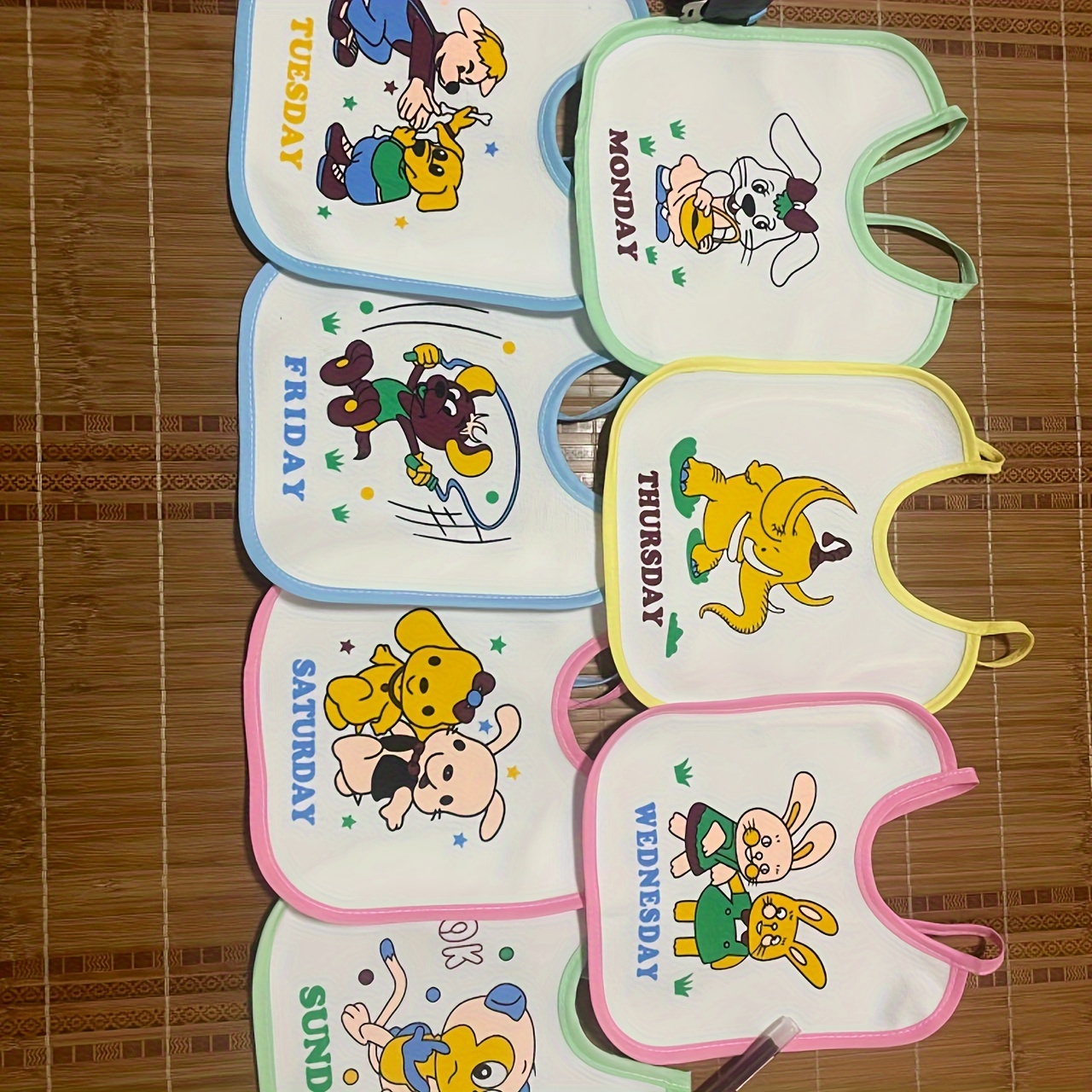 One-Week Non-Repeating, Drawstring High Quality, Washable, Reusable Newborn Burp Cloth