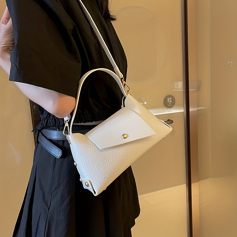 Trendy Pu Crossbody Bag Elegant Rivet Studded Shoulder Bag Womens