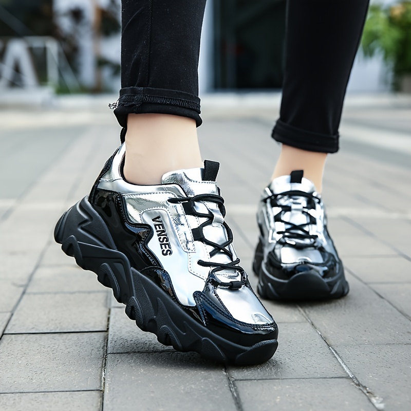 Orion Black and White Color Block Chunky Sneakers
