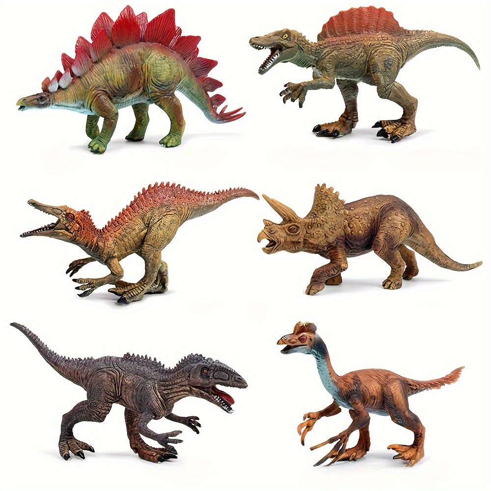 Juego de 6 juguetes de dinosaurios grandes, dinosaurio T-Rex Carnotaurus de  aspecto realista, velocirraptor azul, juguete de mosasaurio para niños
