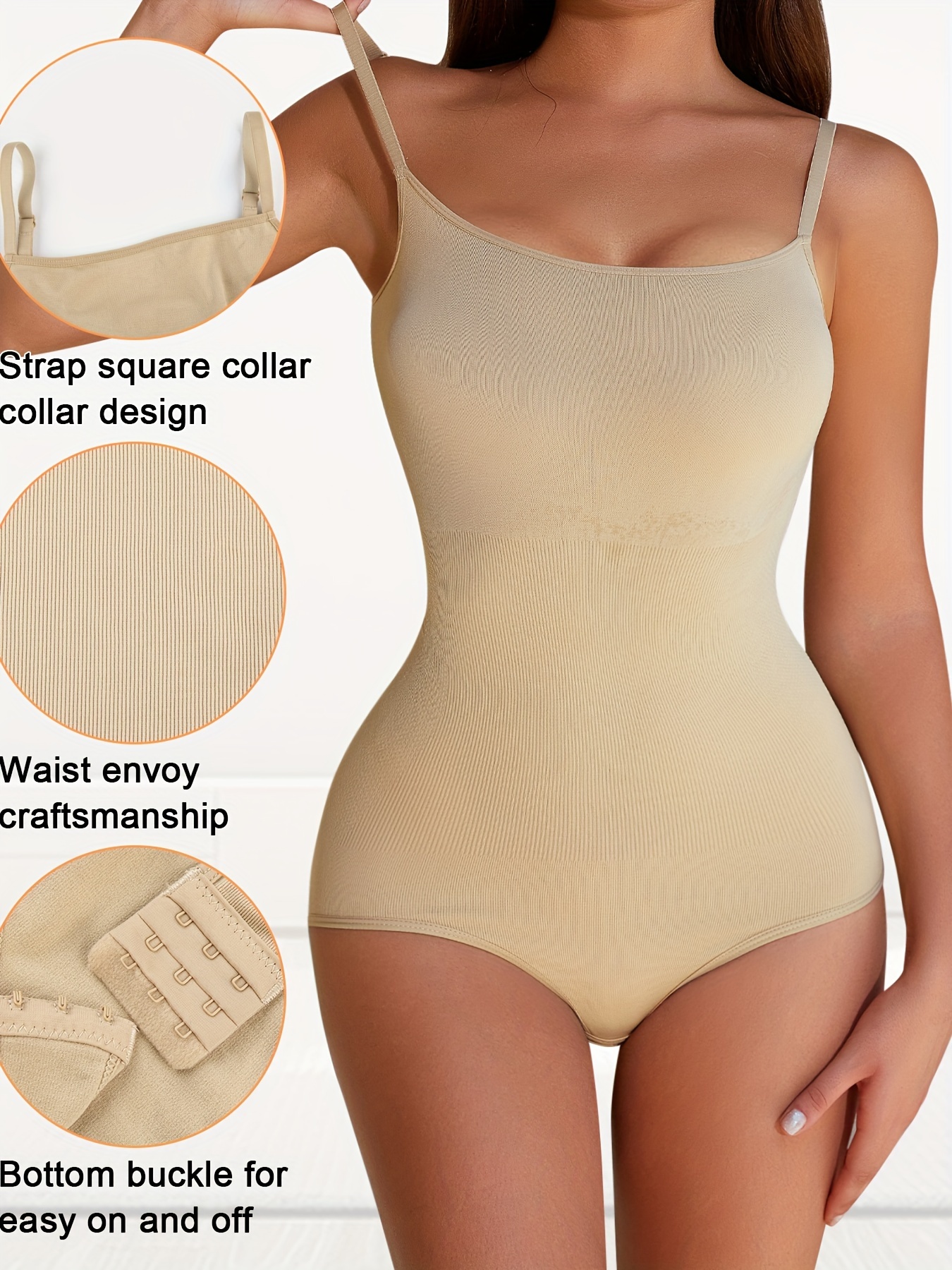 Solid Ribbed Shaping Romper Tummy Control Butt Lifting - Temu