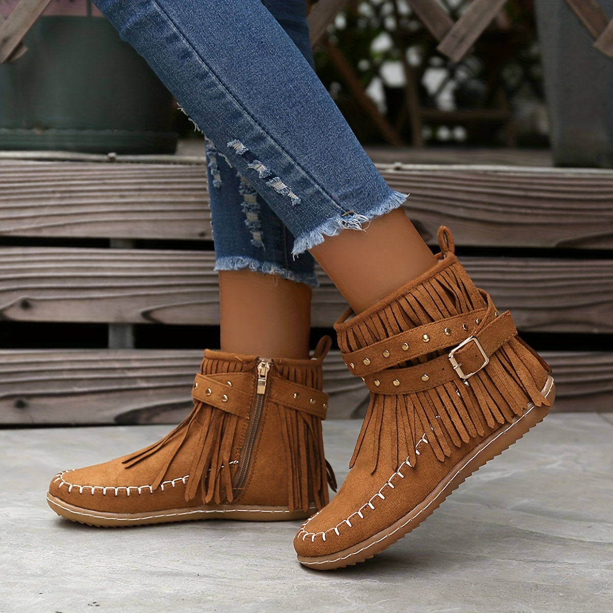 Brown tassel outlet boots