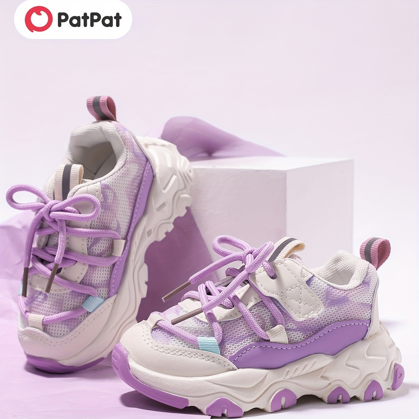 Girl's Trendy Breathable Chunky Shoes, Comfy Non Slip Lace Up Sneakers