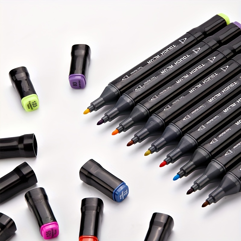 24/40/60/80 Color Double-headed Black Rod Marker Pen Authentic Set