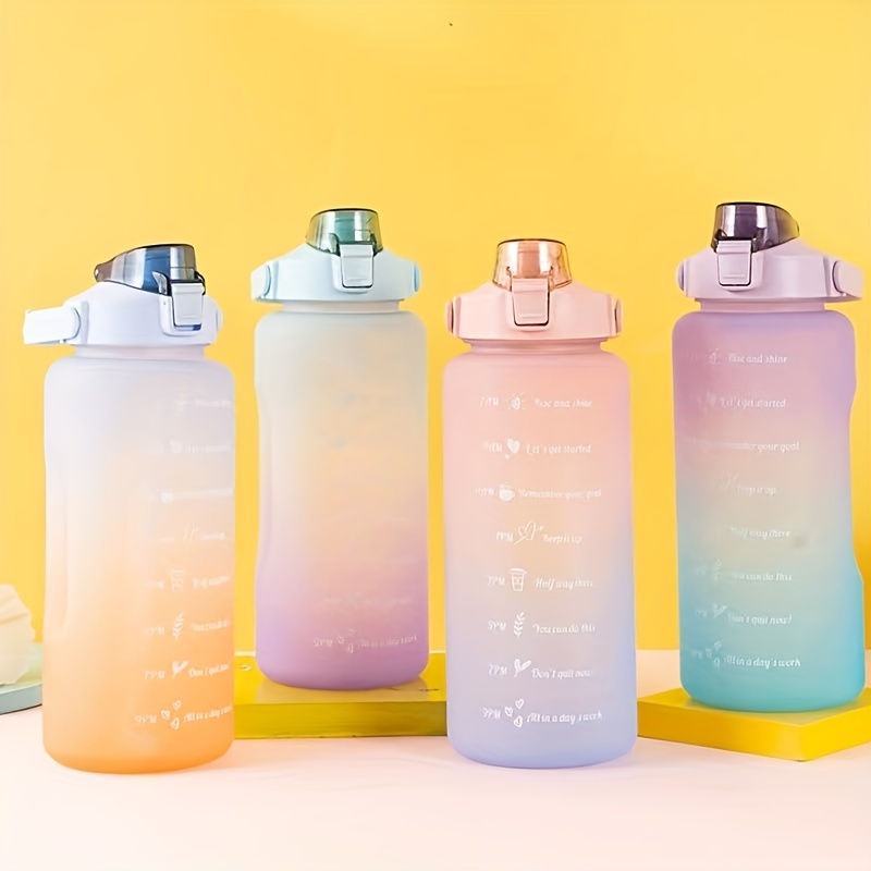 Motivational Water Bottle With Straw, Clear Plastic Water Bottles,  Transparent Sports Water Cups, Portable Drinking Cups, Summer Drinkware,  For Camping, Hiking, Fitness, Home Kitchen Items, Birthday Gifts - Temu