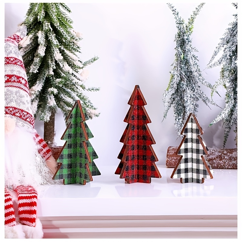 BBTO 6 Pcs Wooden Christmas Tree Crafts Natural Wood Rustic Wood Christmas  Tree Decoration Wood Home Table Decors for Christmas Holidays Parties