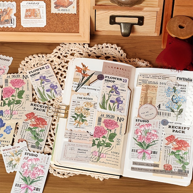 Vintage Plant Flower Journal Diary Collage Book Non adhesive - Temu