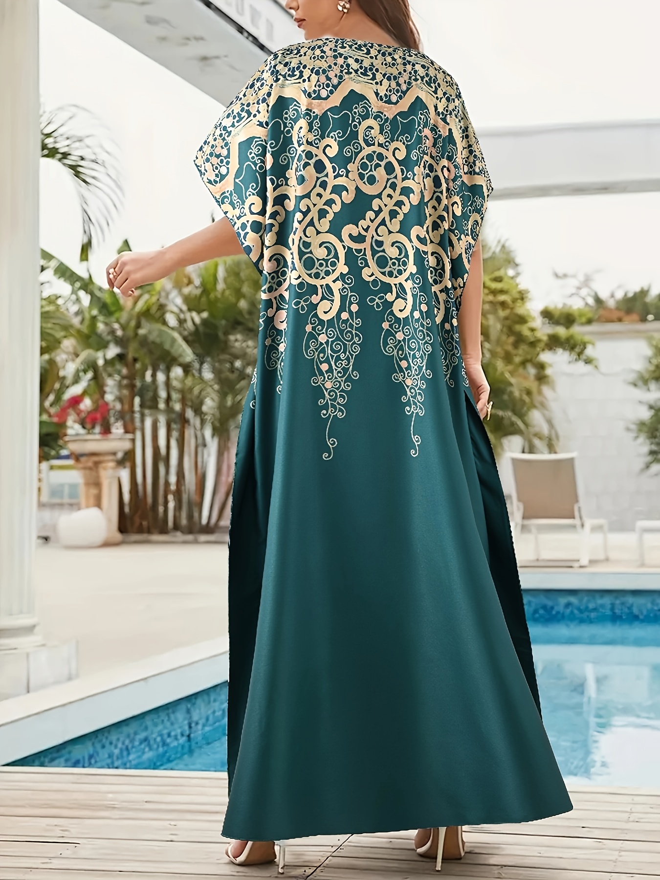 Sage Green Boho Dress • Plus Size Dress for Women • Kaftan Maxi Dress