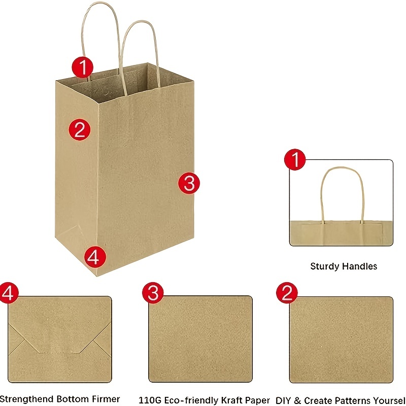 Kraft Paper Festival Supplies  5pcs Kraft Paper Handle Bags