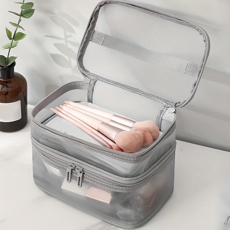 Makeup Bag Small Travel Cosmetic Bag Portable 2 Layer Large