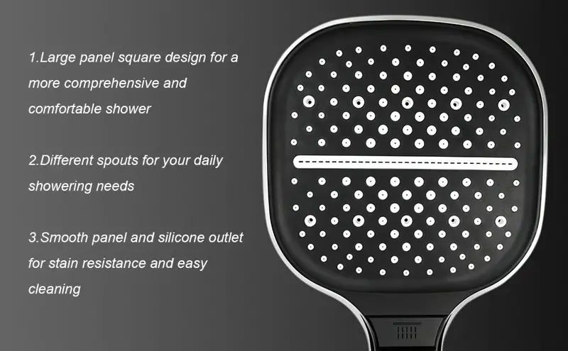 1pc 7 speed square shower head large panel booster shower nozzle water saving piano adjustable massage bathroom shower head bathroom accessories details 4