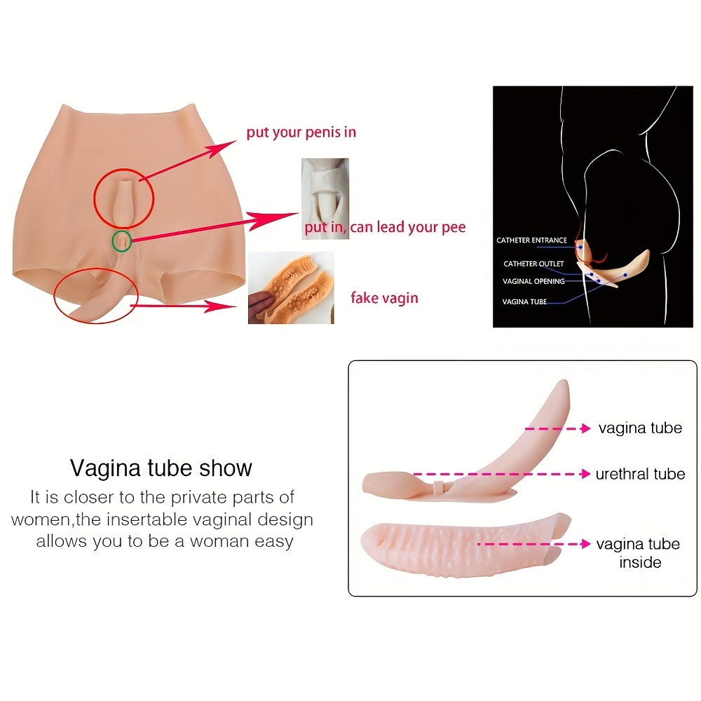 Silicone Vagina Panty, Realistic Fake Vaginal Transgender Artificial Sex Fake Vagina Underwear For Crossdressers image photo