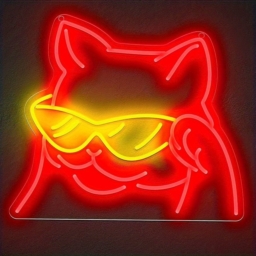 1pc Anime Cat Mirror Neon Sign Niedliche Katze Neonlampe - Temu Austria