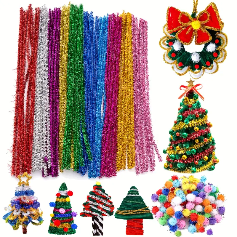 200psc Silver Glitter Pipe Cleaners, Glitter Chenille Stems, Pipe Cleaners  for Crafts, Pipe Cleaner Crafts, Art and Craft Supplies, Christmas Pipe  Cleaners. 