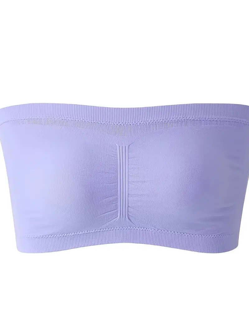 Double Layers Plus Size Strapless Bra Bandeau Tube Removable Padded Top  Stretchy Seamless Bandeau Bra Boob