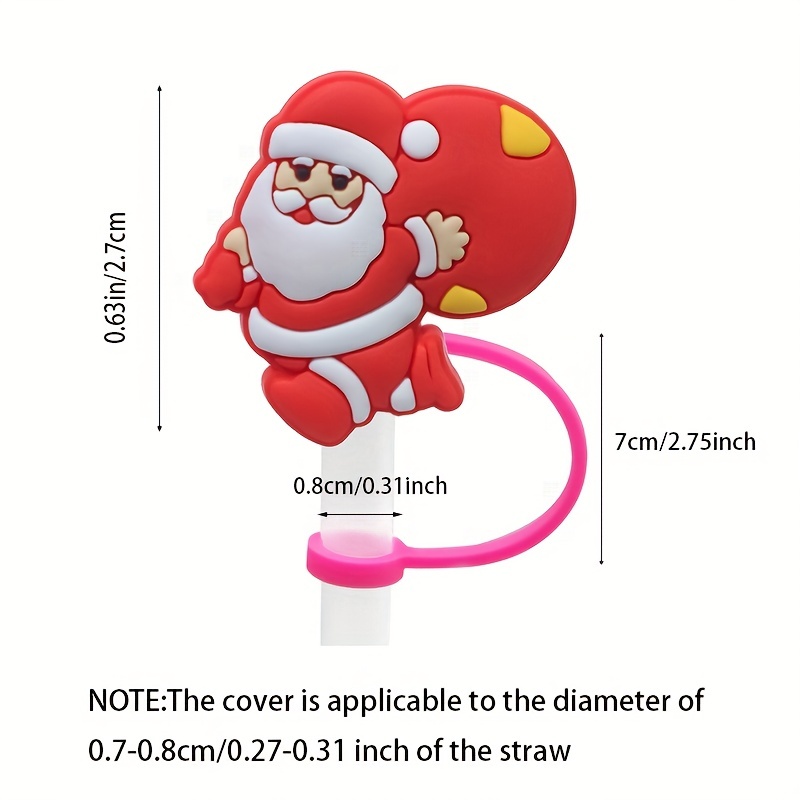 Cute Cartoon Dustproof Straw Cover Reusable Christmas Series - Temu