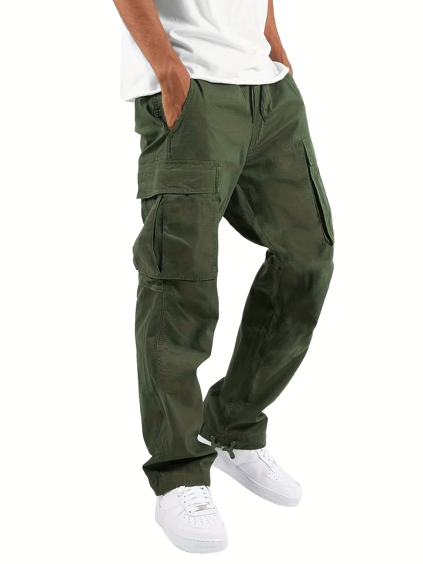 Plus Size Cargo Pocket Skinny Pants - Olive