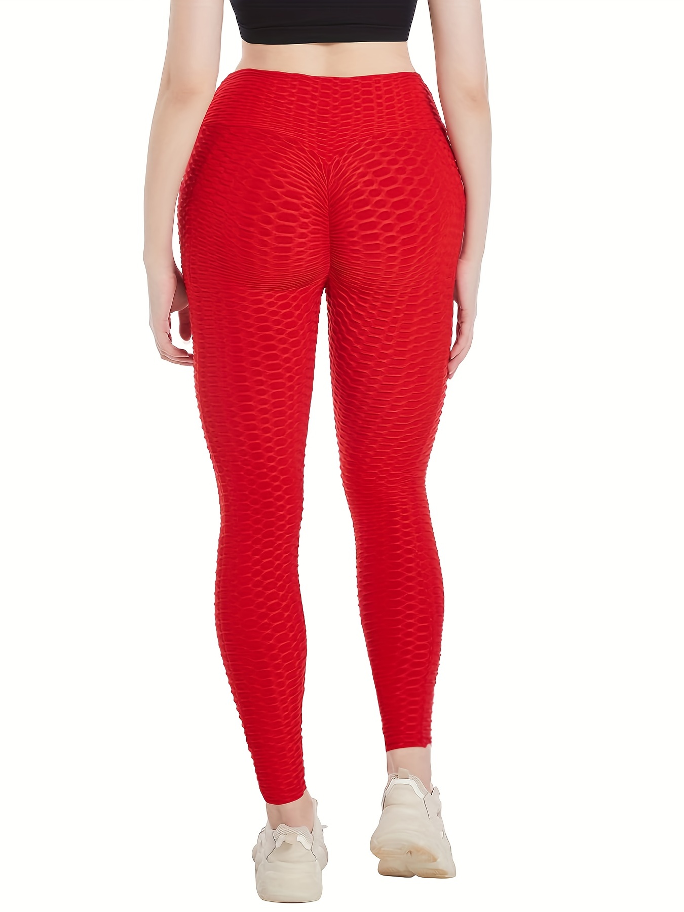 Red High Waisted Leggings Ladies Tights Bum Lift Push up Pants