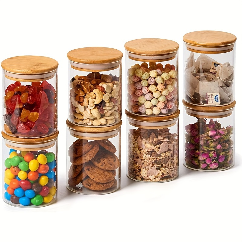 Organize Your Kitchen With These Glass Spice Jars With Bamboo Airtight Lids  And Labels! - Temu