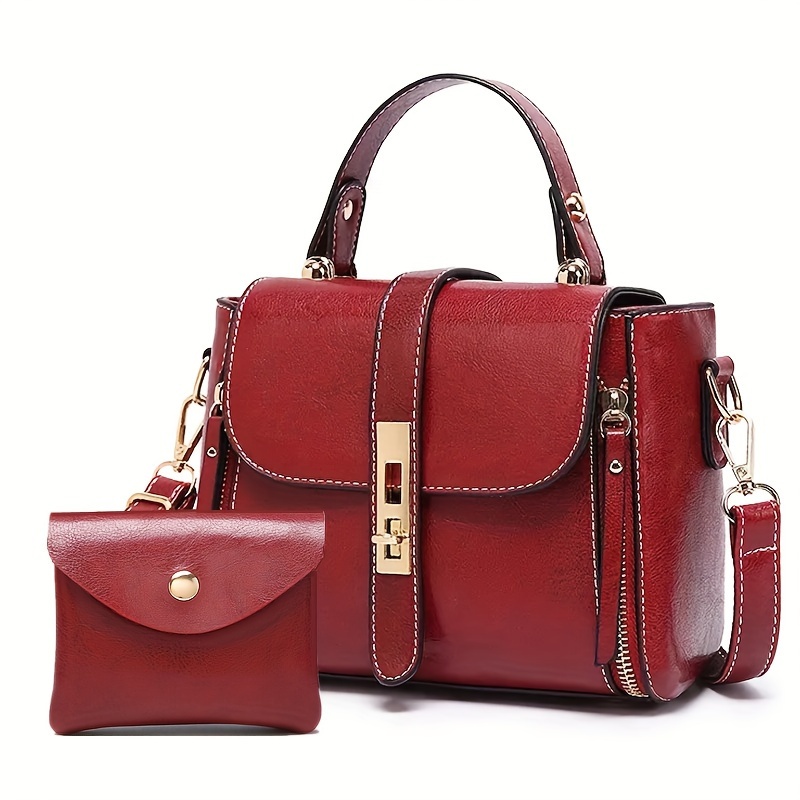 Women's Fashion Flap Purse Retro Style Faux Leather Handbag - Temu