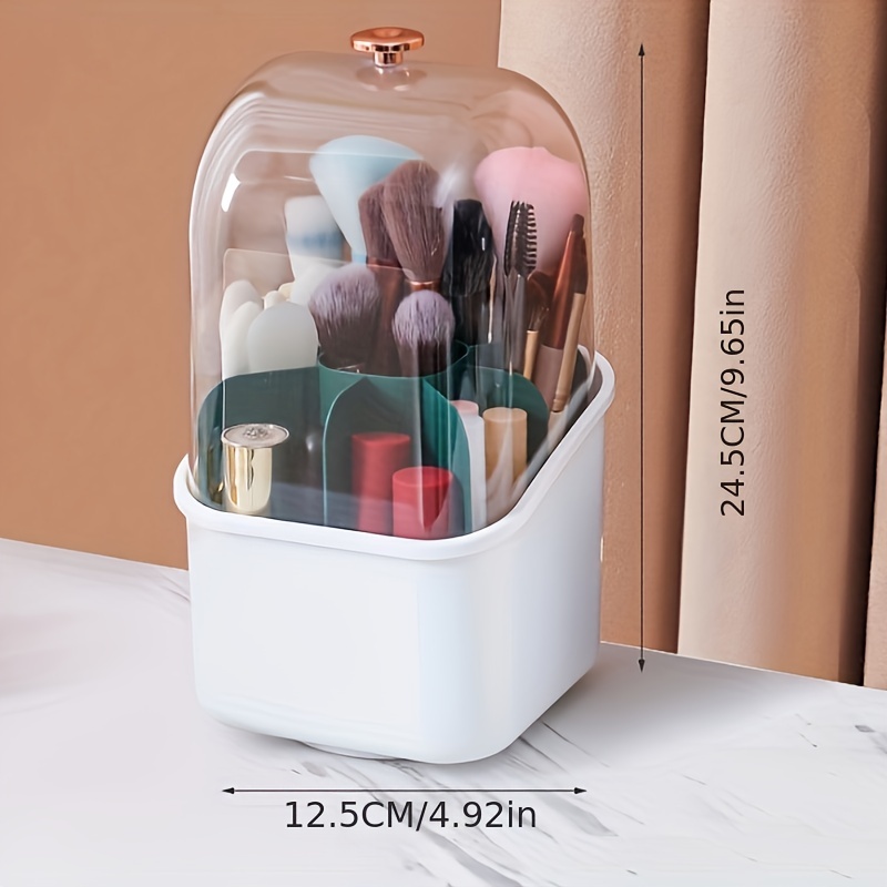 Rotating Makeup Brush Storage Bucket Cup Holder With Transparent