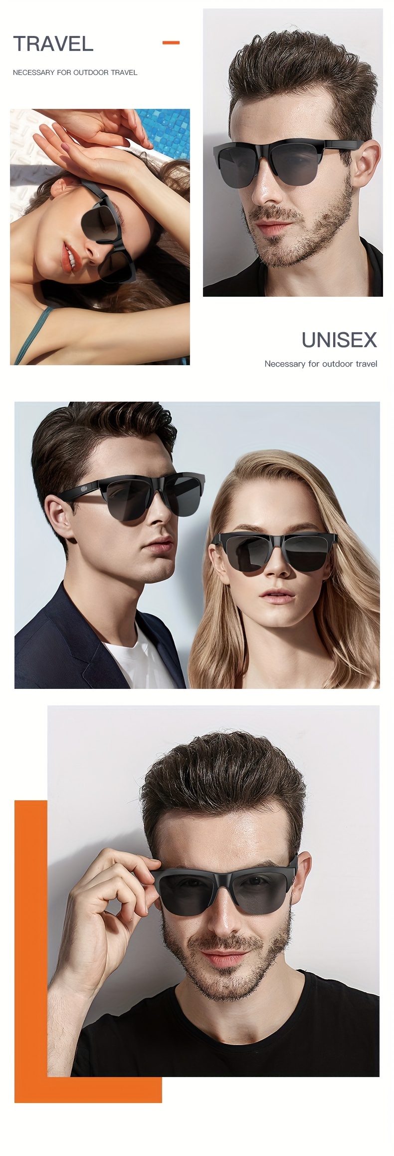 PENGXIANG Men Polarized Smart Sunglasses Bluetooth Earphones Women
