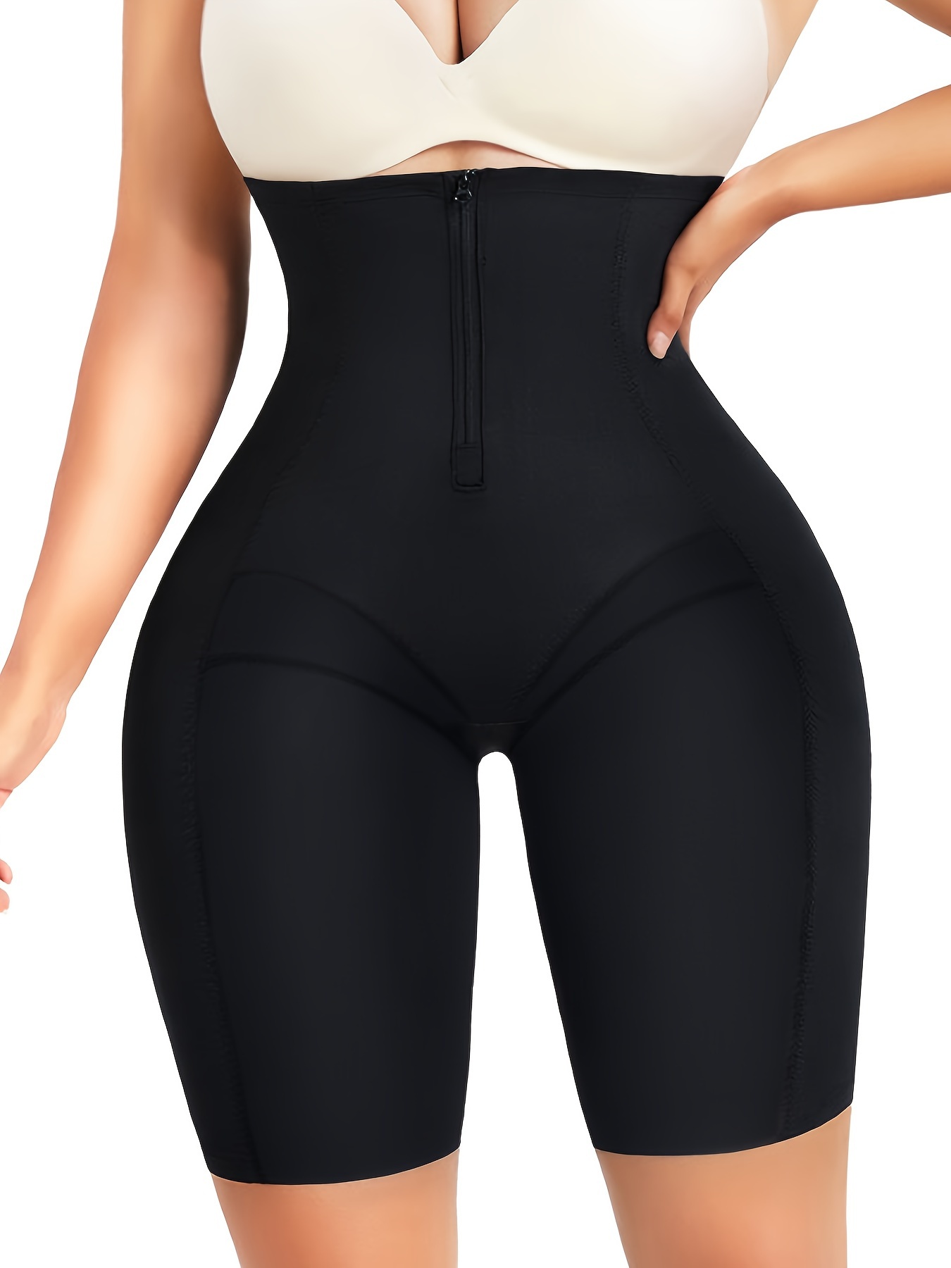 Front Zipper Shaping Shorts Tummy Control Compression Butt - Temu Australia