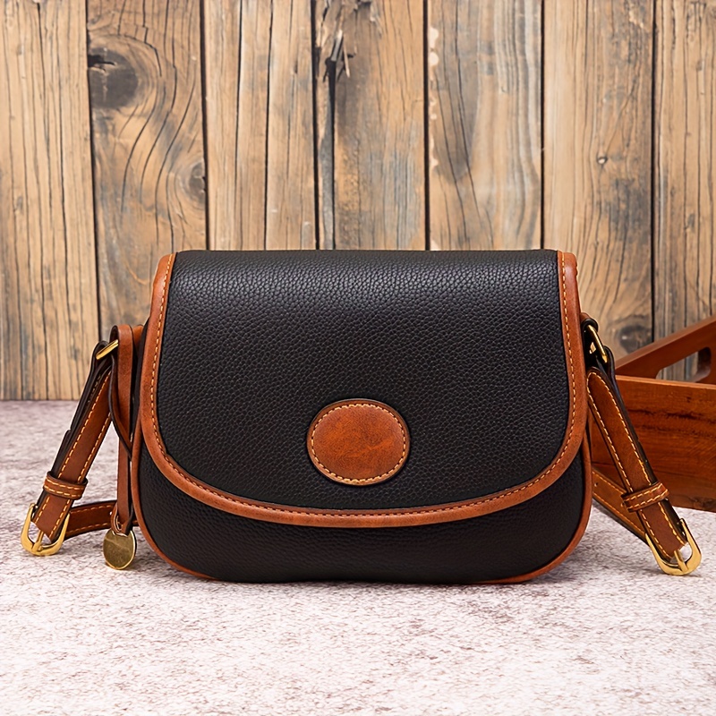 Vintage Boston Handbag For Women, Patch Decor Crossbody Bag, Fashion Pu  Leather Satchel Purse - Temu South Korea