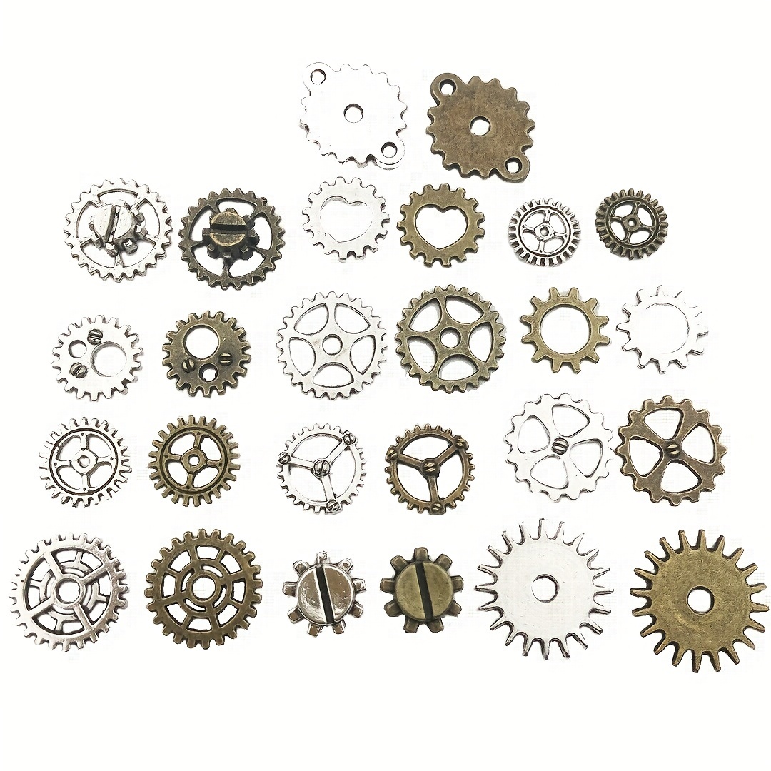130 Stück Trendige Verschiedene Retro-Steampunk-Zahnrad-Anhänger, Uhr, Rad,  Metall-Zahnrad-Anhänger Für DIY-Schmuckherstellung (Antik-Silber-Bronze)
